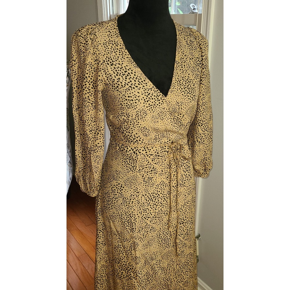 Gap Tie-Belt Wrap Around Print Dress, Brown Leopard Print SIZE 2 #724362 W0423H